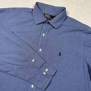 Polo By Ralph Lauren Shirt Mens XL Blue Philip Check Button Front Long Sleeve